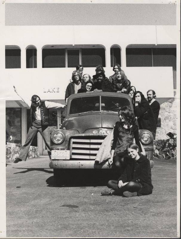TJC students posing on a truck